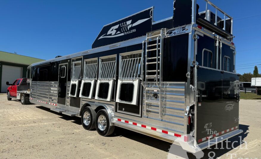 2023 4 STAR DELUXE 4 HORSE W/ 15′ OUTBACK LIVING QUARTERS, TONS OF UPGRADES, & TONS OF STORAGE!! $234,000