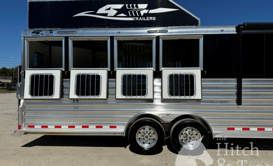 2023 4 STAR DELUXE 4 HORSE W/ 15′ OUTBACK LIVING QUARTERS, TONS OF UPGRADES, & TONS OF STORAGE!! $234,000