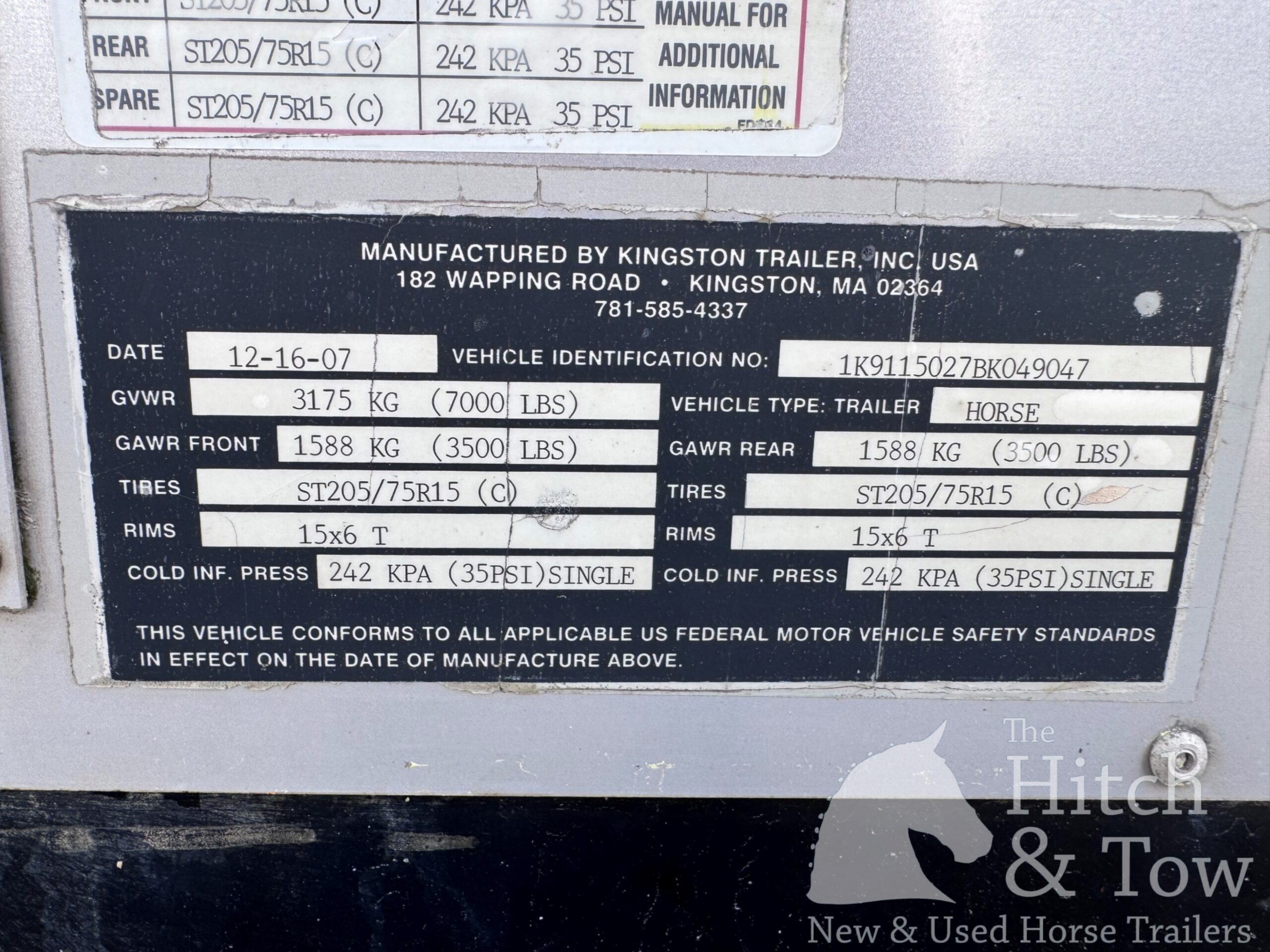 2007 KINGSTON 2 HORSE BUMPER PULL! $11,500