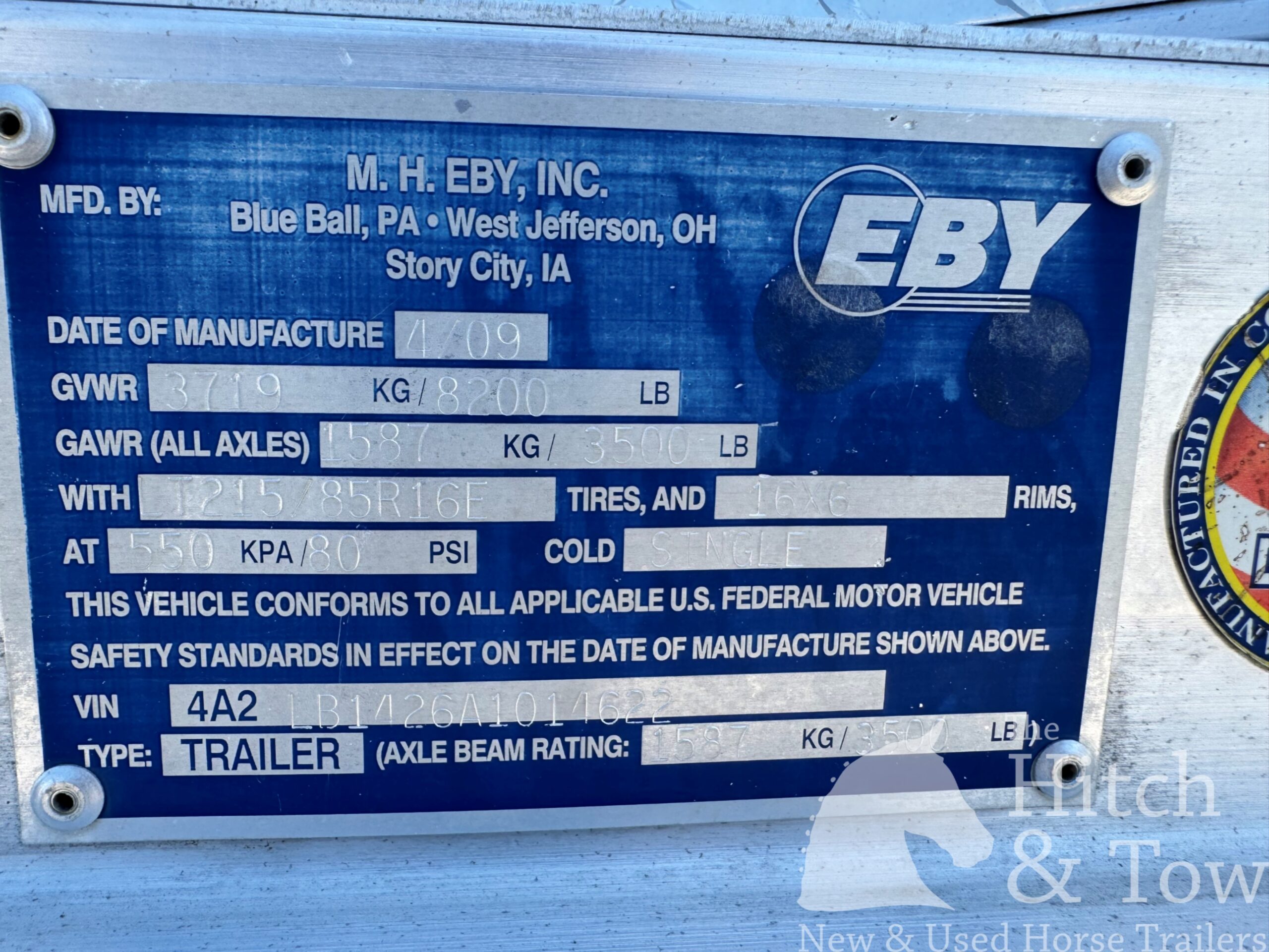 TOP OF THE LINE 2010 Eby 2 Horse Straight Load Bumper Pull $19,500