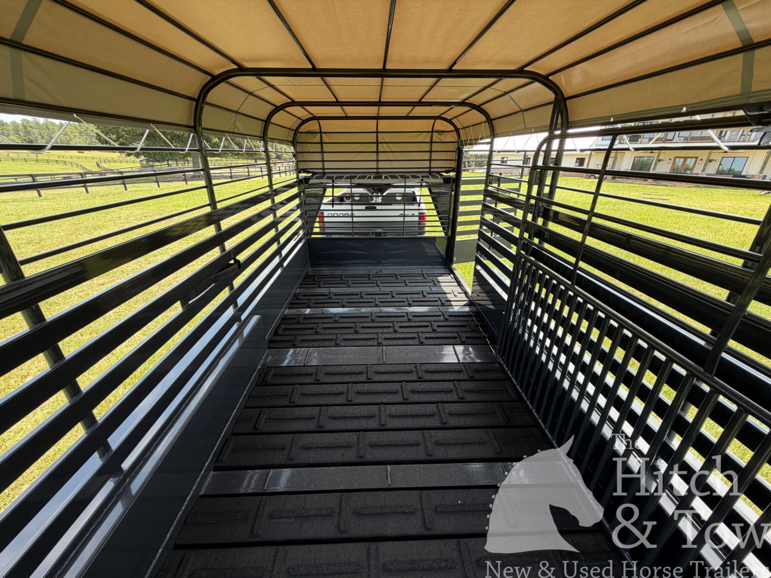 2026 16′ LIVESTOCK STOLL TRAILER W/ TUBE SIDES AND GRAY CANVAS TOP $16,450