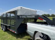 2026 16′ LIVESTOCK STOLL TRAILER W/ TUBE SIDES AND GRAY CANVAS TOP $16,450