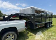 2026 16′ LIVESTOCK STOLL TRAILER W/ TUBE SIDES AND GRAY CANVAS TOP $16,450