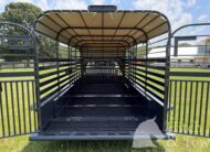 2026 16′ LIVESTOCK STOLL TRAILER W/ TUBE SIDES AND GRAY CANVAS TOP $16,450