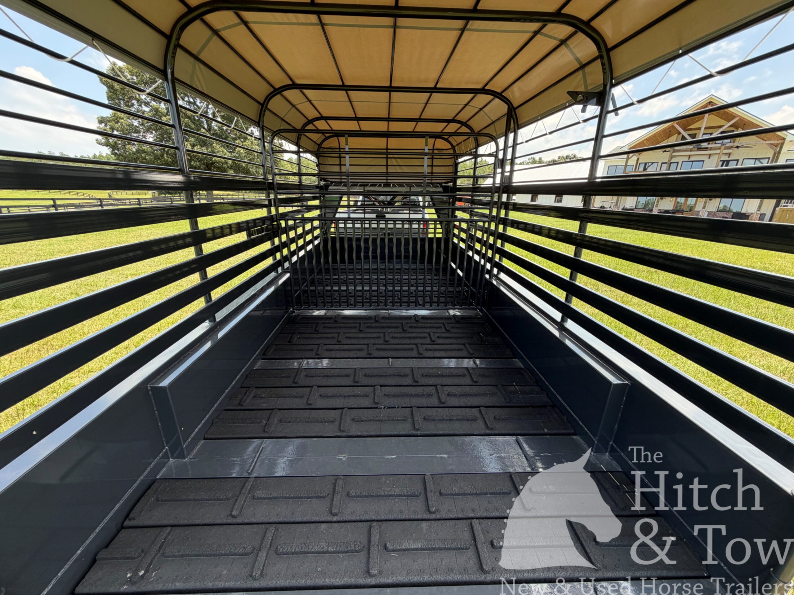 2026 16′ LIVESTOCK STOLL TRAILER W/ TUBE SIDES AND GRAY CANVAS TOP $16,450