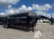 2026 24′ LIVESTOCK STOLL TRAILER W/ TUBE SIDES AND GRAY CANVAS TOP $19,950