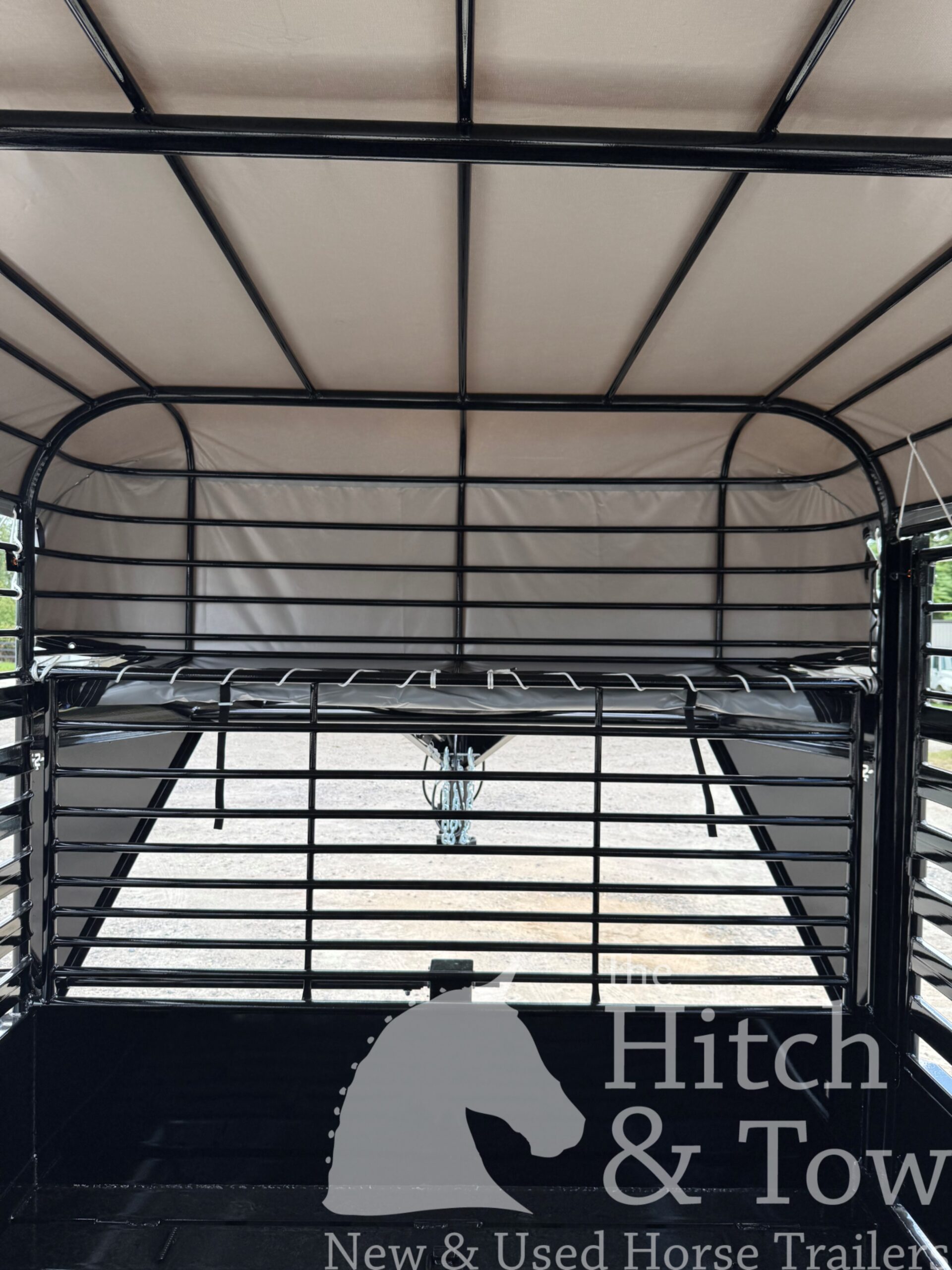 2026 24′ LIVESTOCK STOLL TRAILER W/ TUBE SIDES AND GRAY CANVAS TOP $19,950