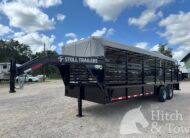 2026 24′ LIVESTOCK STOLL TRAILER W/ TUBE SIDES AND GRAY CANVAS TOP $19,950