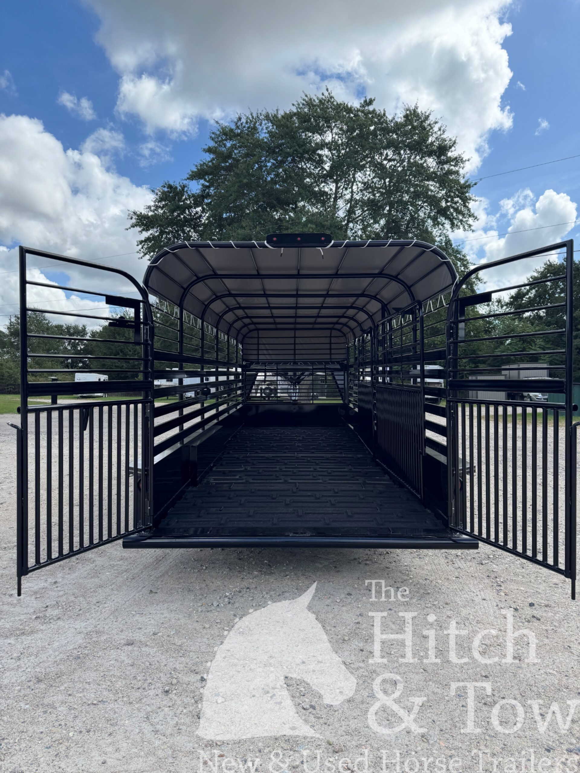 2026 24′ LIVESTOCK STOLL TRAILER W/ TUBE SIDES AND GRAY CANVAS TOP $19,950