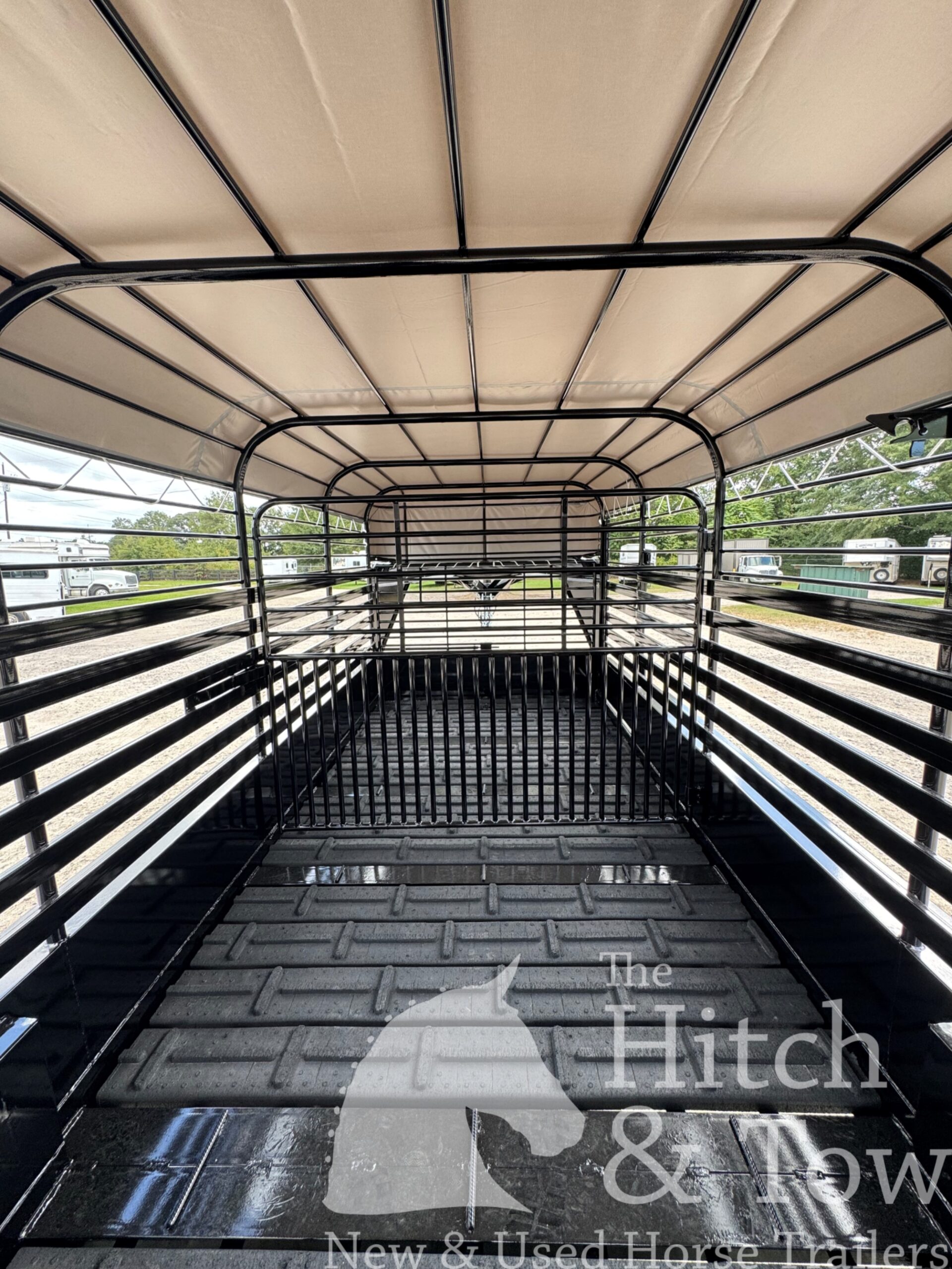 2026 24′ LIVESTOCK STOLL TRAILER W/ TUBE SIDES AND GRAY CANVAS TOP $19,950