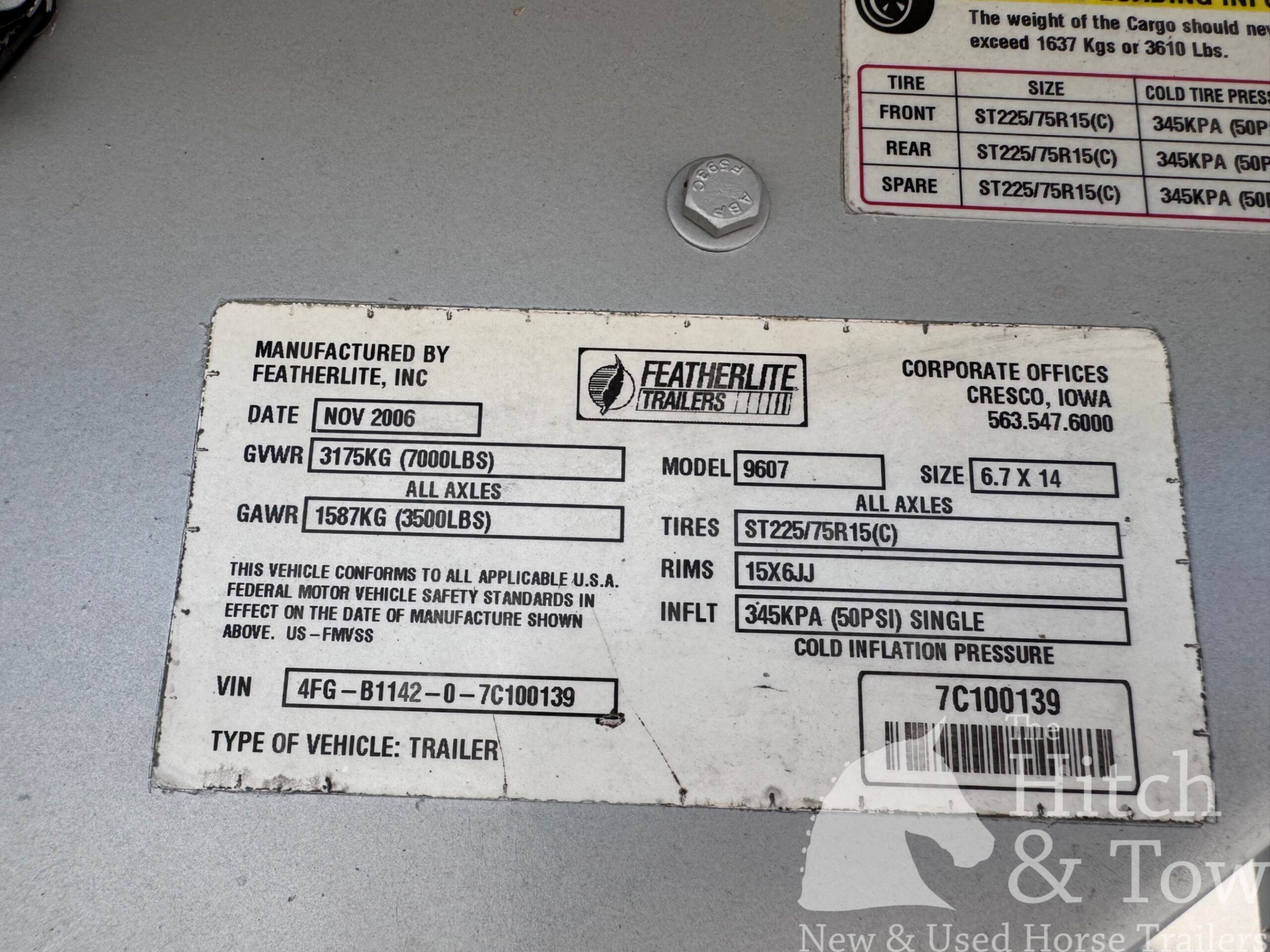2007 FEATHERLITE 2 HORSE GOOSENECK $12,500