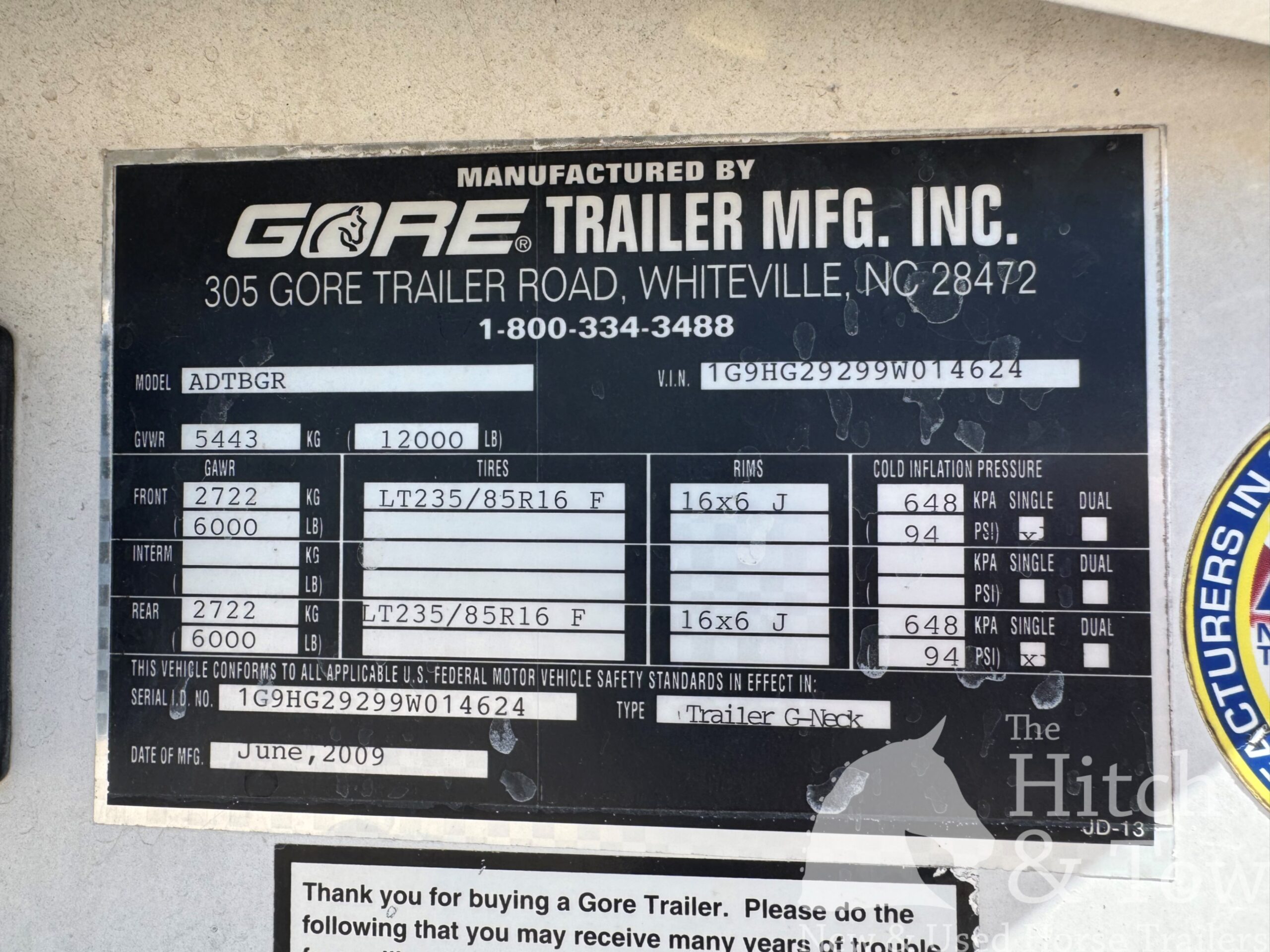 2009 GORE 2 HORSE GOOSENECK W/ SIDE RAMP, HYDRAULIC JACK, ETC! $19,900
